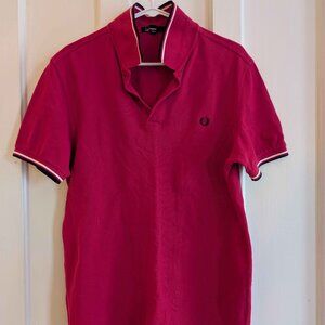 Fred Perry Red Polo with White +Black Trim (L)